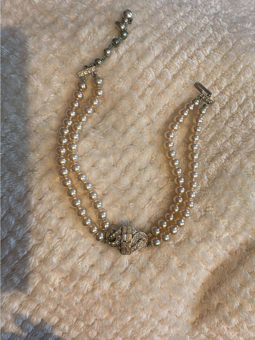 Vintage Pearl and rhinestone choker